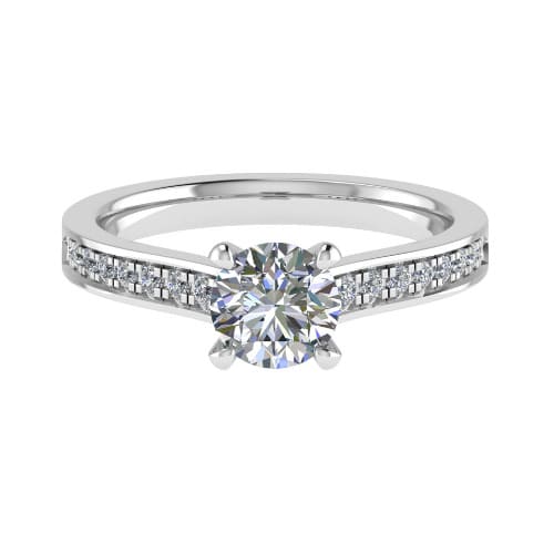 0.2 Ct Lab-Created Diamond Round Cut Collete  Side Stone Engagement Rings in Silver 925