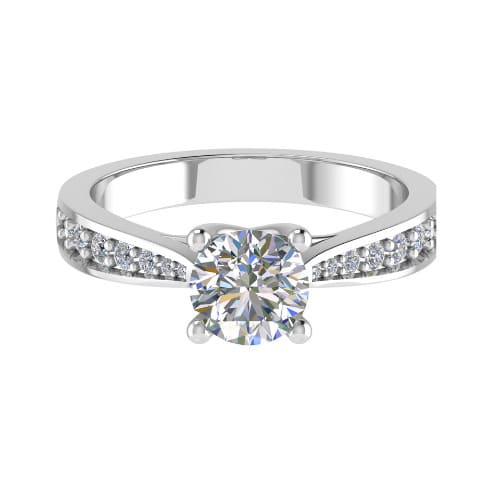 3 Ct Lab-Created Diamond Round Cut Courtlin  Side Stone Engagement Rings in Silver 925