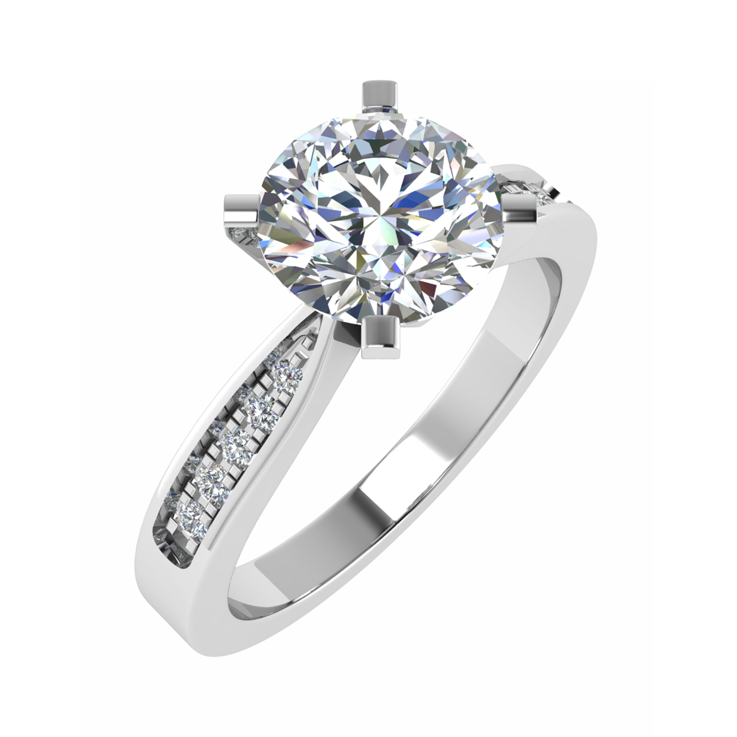 3 Ct Lab-Created Diamond Round Cut Ceolburh  Side Stone Engagement Rings in Silver 925