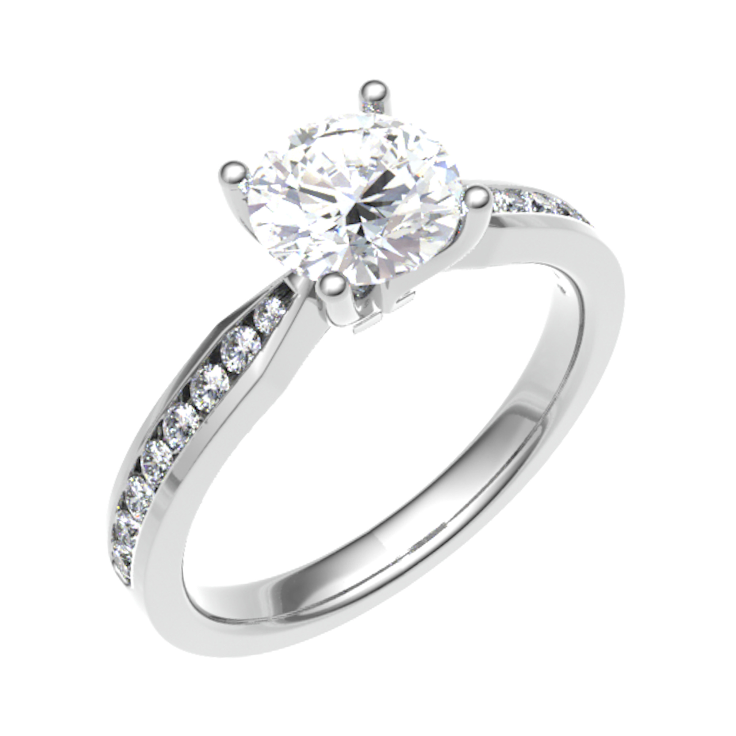 0.2 Ct Lab-Created Diamond Round Cut Cherilyn  Side Stone Engagement Rings in Silver 925