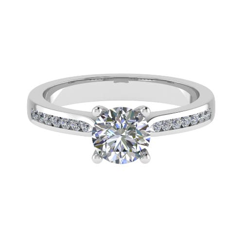 3 Ct Lab-Created Diamond Round Cut Caton  Side Stone Engagement Rings in 9K White Gold