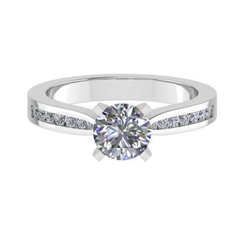 3 Ct Lab-Created Diamond Round Cut Crissy  Side Stone Engagement Rings in Silver 925