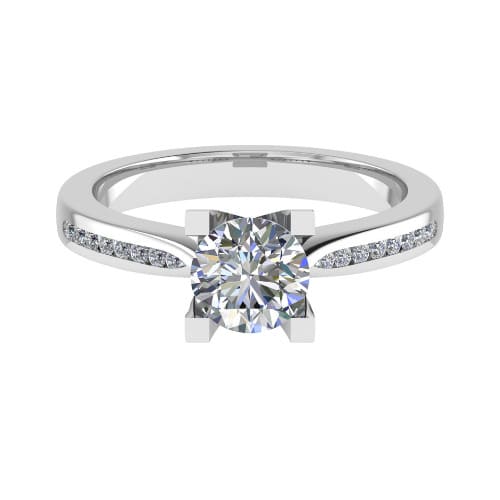 3 Ct Lab-Created Diamond Round Cut Cedany  Side Stone Engagement Rings in Silver 925