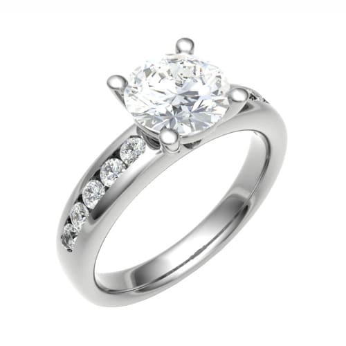 3 Ct Lab-Created Diamond Round Cut Camm  Side Stone Engagement Rings in Silver 925