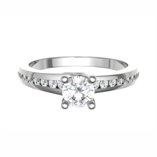 3 Ct Lab-Created Diamond Round Cut Dotty  Side Stone Engagement Rings in Silver 925