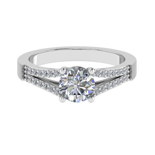 0.2 Ct Lab-Created Diamond Round Cut Cassielle  Side Stone Engagement Rings in Silver 925