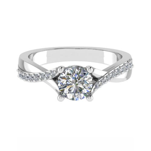 3 Ct Lab-Created Diamond Round Cut Caren  Side Stone Engagement Rings in Silver 925