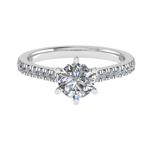 3 Ct Lab-Created Diamond Round Cut Cristin  Side Stone Engagement Rings in 9K White Gold