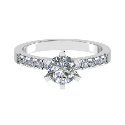 3 Ct Lab-Created Diamond Round Cut Cailin  Side Stone Engagement Rings in 9K White Gold
