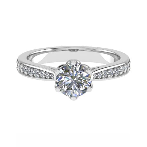 3 Ct Lab-Created Diamond Round Cut Cerissa  Side Stone Engagement Rings in 9K White Gold