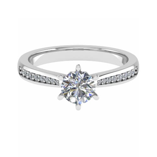 3 Ct Lab-Created Diamond Round Cut Cindi  Side Stone Engagement Rings in 9K White Gold