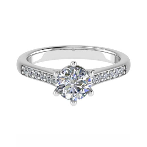 3 Ct Lab-Created Diamond Round Cut Cheri  Side Stone Engagement Rings in Silver 925