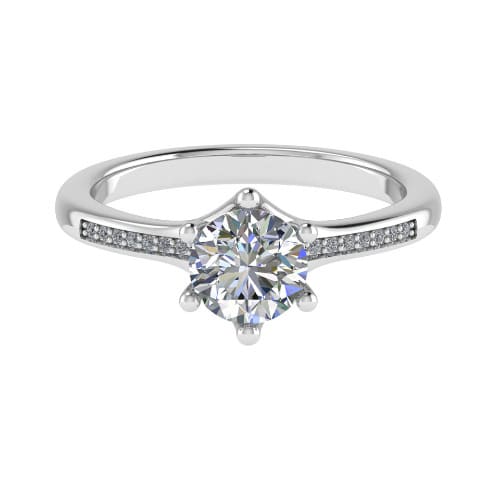 3 Ct Lab-Created Diamond Round Cut Cleona  Side Stone Engagement Rings in Silver 925