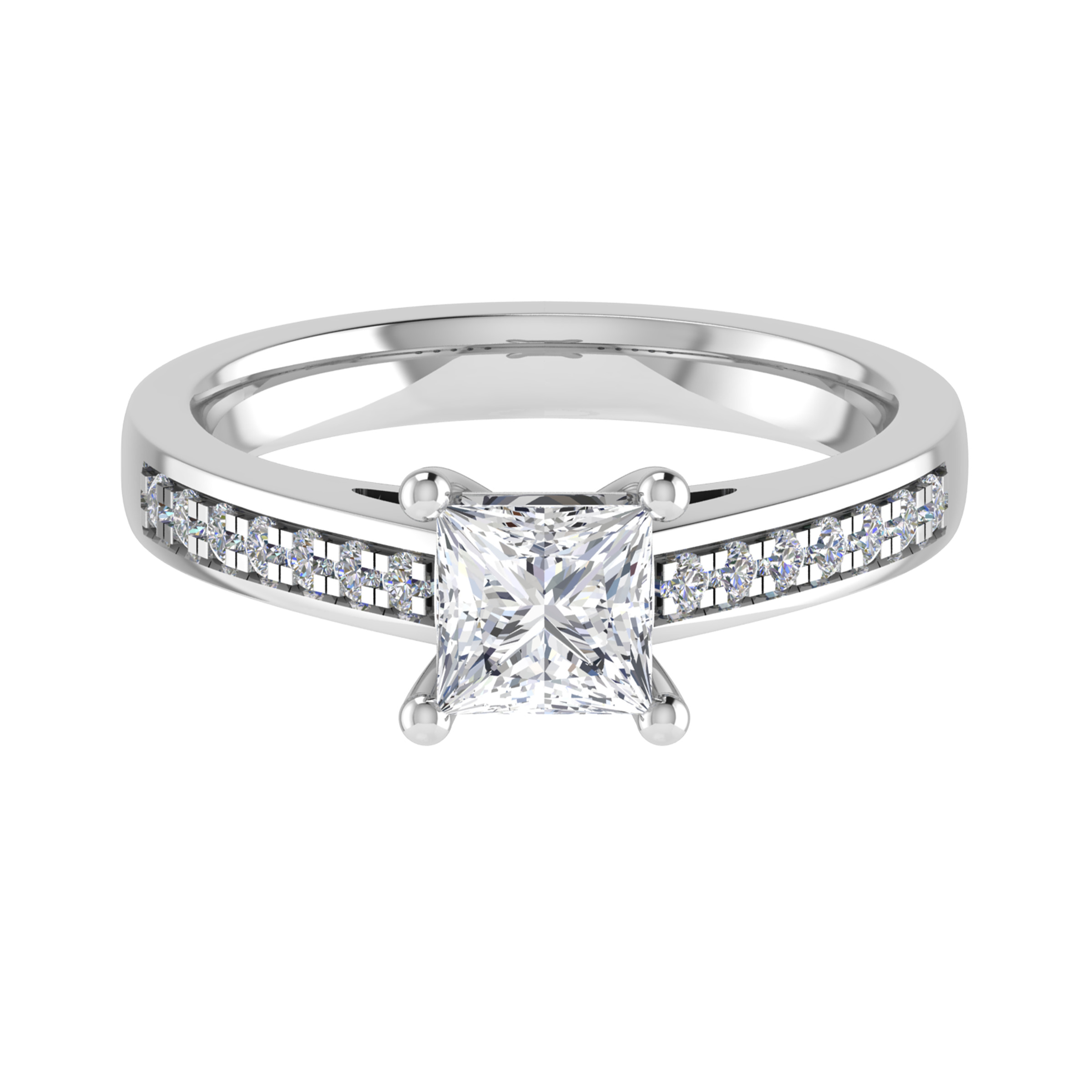 3 Ct Lab-Created Diamond Princess Cut Codier  Side Stone Engagement Rings in Silver 925