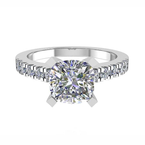 0.2 Ct Lab-Created Diamond Round Cut Sandra  Side Stone Engagement Rings in Silver 925