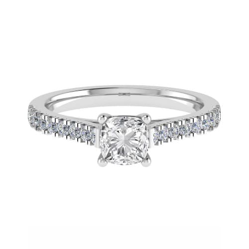 0.2 Ct Lab-Created Diamond Cushion Cut Calita  Side Stone Engagement Rings in Silver 925