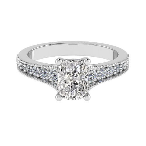 0.2 Ct Lab-Created Diamond Cushion Cut Cherish  Side Stone Engagement Rings in Silver 925