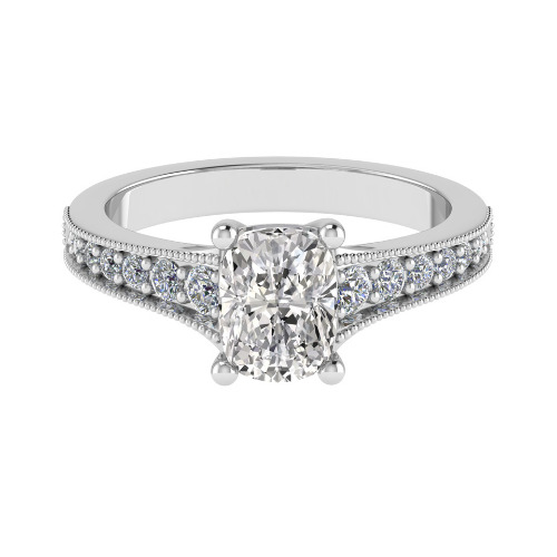 Thea Reverse Tapering Cushion Cut Side Stone Engagement Ring