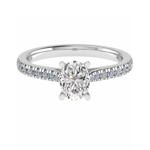 3 Ct Lab-Created Diamond Oval Cut Carreen  Side Stone Engagement Rings in Silver 925