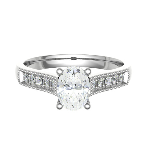 Zara Cross Over Style Oval Cut Side Stone Engagement Ring