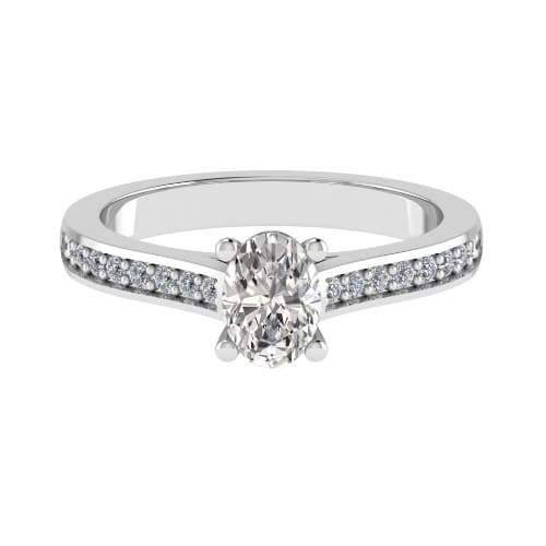 0.2 Ct Lab-Created Diamond Oval Cut Charook  Side Stone Engagement Rings in Silver 925