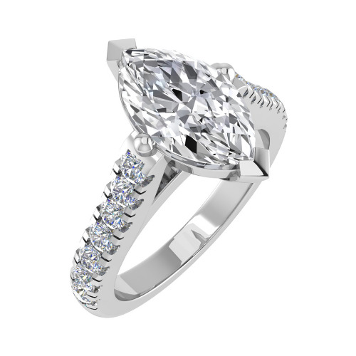 3 Ct Lab-Created Diamond Marquise Cut Caeli  Side Stone Engagement Rings in Silver 925