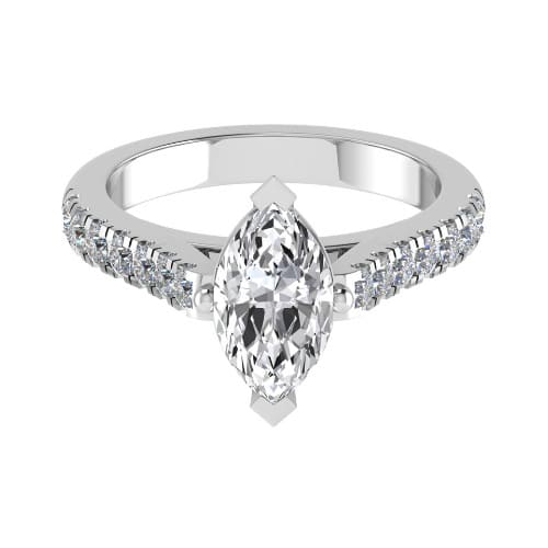 3 Ct Lab-Created Diamond Marquise Cut Caeli  Side Stone Engagement Rings in Silver 925