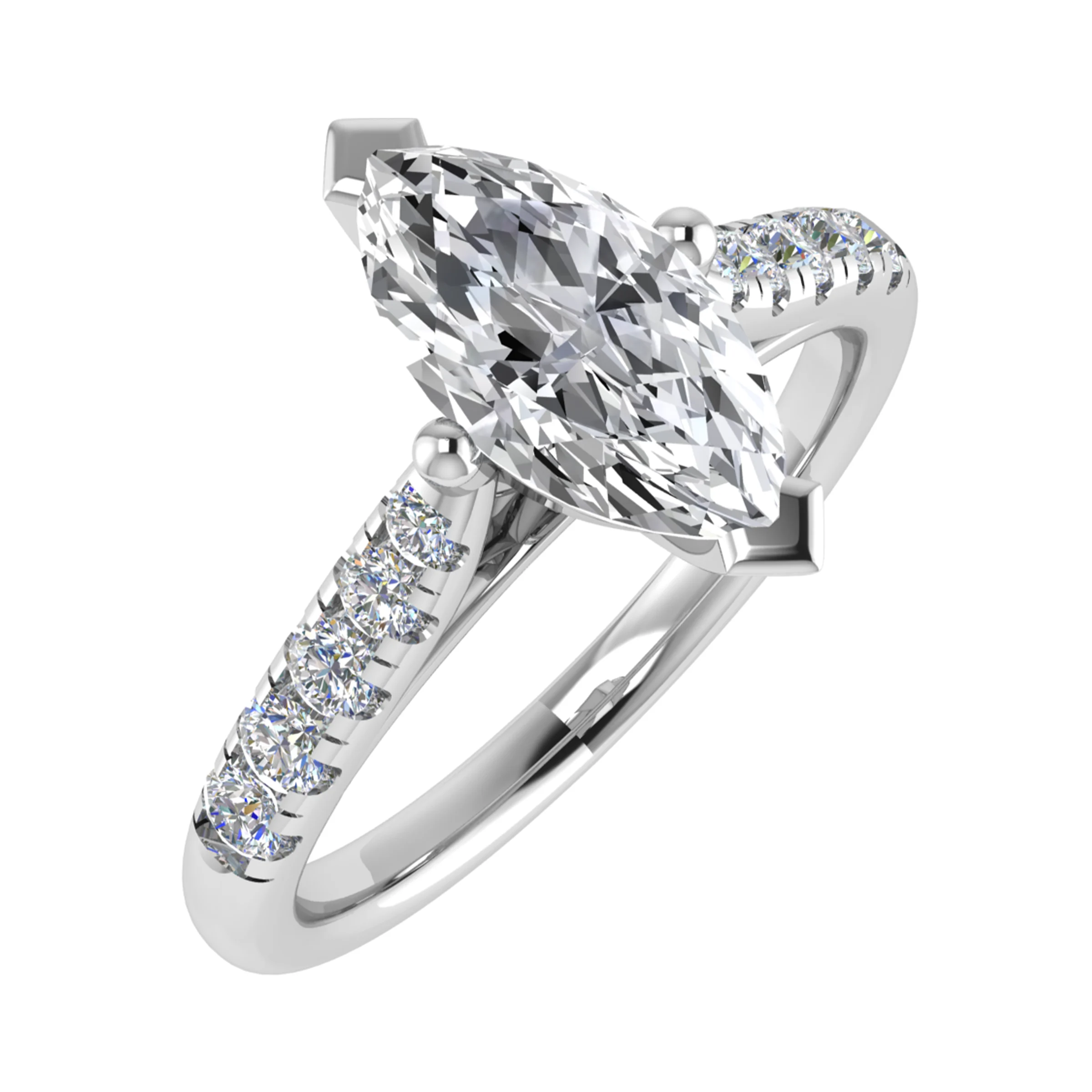 Naomi Classic Style Marquise Cut Side Stone Ring