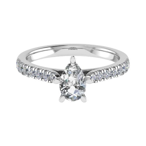0.2 Ct Lab-Created Diamond Pear Cut Catrice  Side Stone Engagement Rings in Silver 925