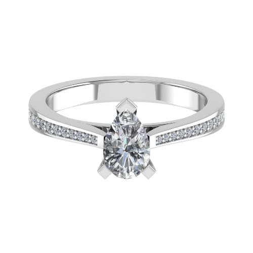 3 Ct Natural Diamond Pear Cut Calla  Side Stone Engagement Rings in Silver 925