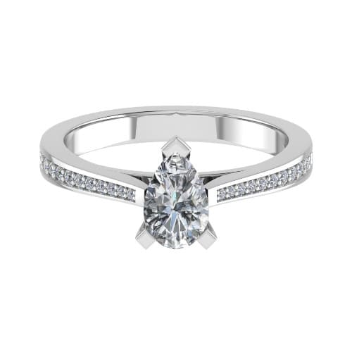 Mary Pear Shaped Centre And Round Side Stone Engagement Ring