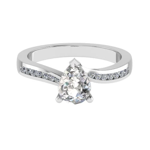 3 Ct Lab-Created Diamond Pear Cut Cailie  Side Stone Engagement Rings in Silver 925