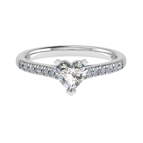 3 Ct Lab-Created Diamond Heart Cut Celestia  Side Stone Engagement Rings in Silver 925