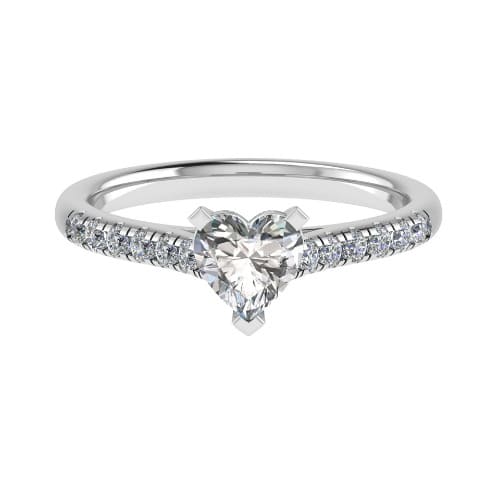 3 Ct Lab-Created Diamond Heart Cut Celestia  Side Stone Engagement Rings in Silver 925