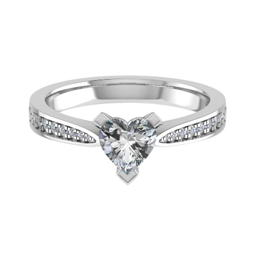 0.2 Ct Lab-Created Diamond Heart Cut Jacqueline  Side Stone Engagement Rings in Silver 925