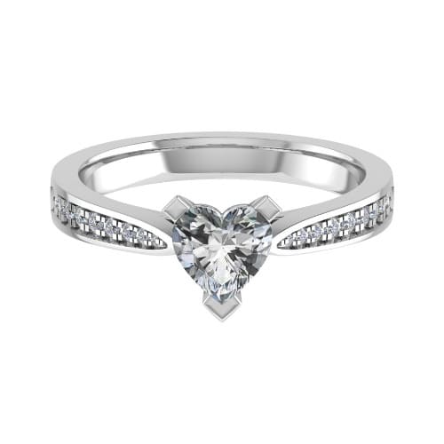 0.2 Ct Lab-Created Diamond Heart Cut Jacqueline  Side Stone Engagement Rings in Silver 925