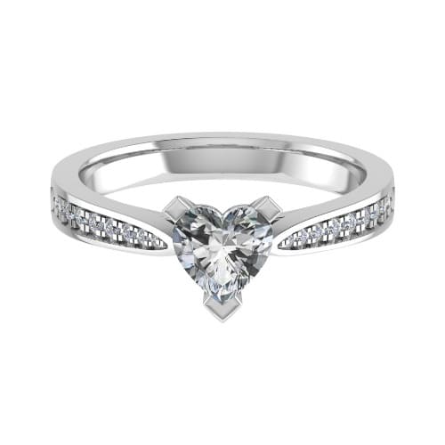 Jacqueline Heart Shaped Centre And Round Side Stone Engagement Ring