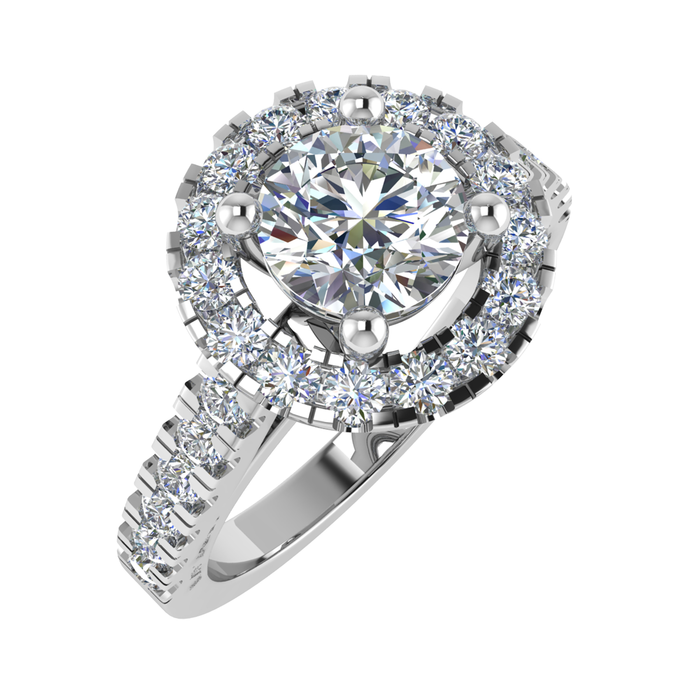 0.2 Ct Lab-Created Round Cut Emelyn  Cluster Diamond Rings in 9K White Gold