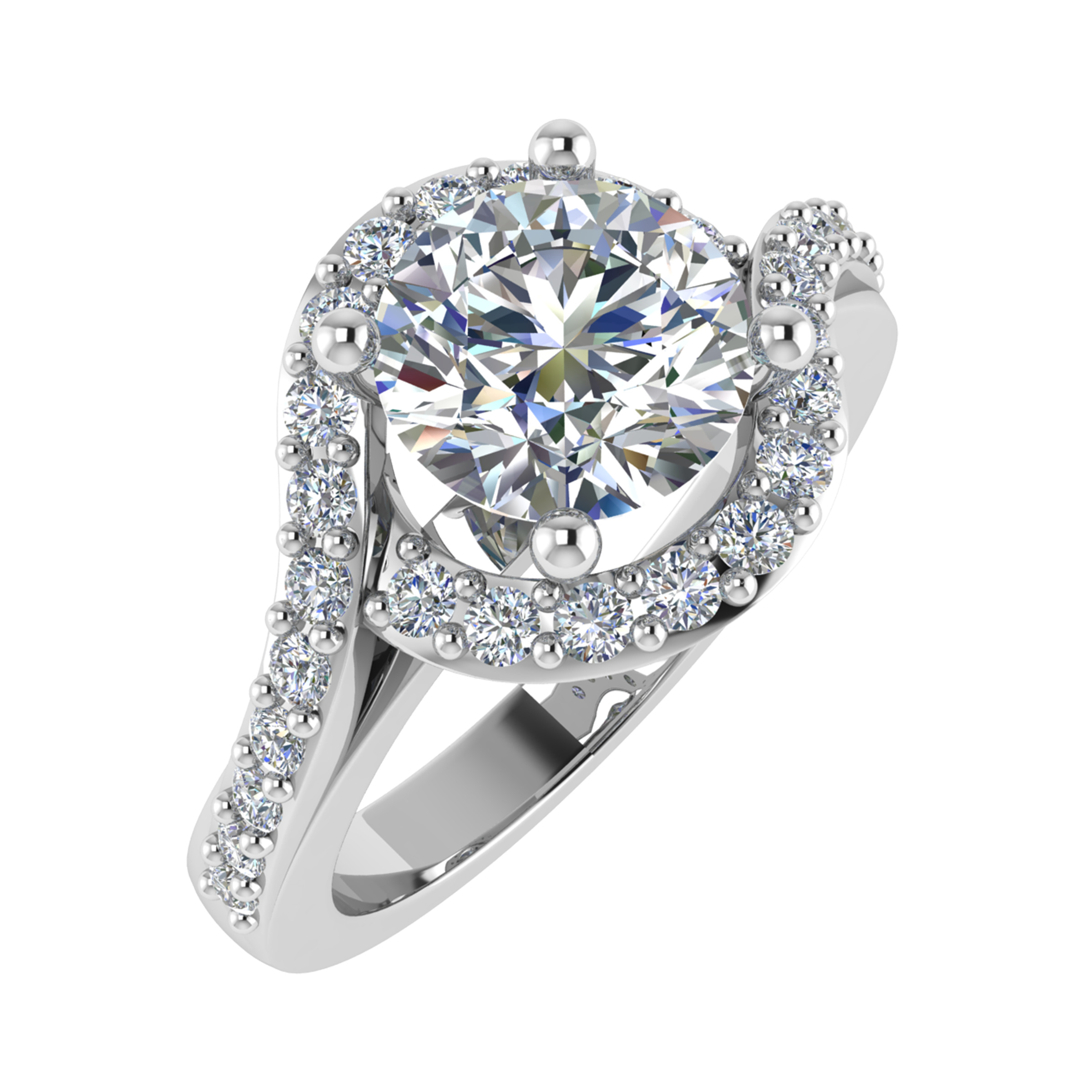 0.8 Ct Lab-Created Round Cut Delisa  Side Stone Diamond Rings in 9K White Gold