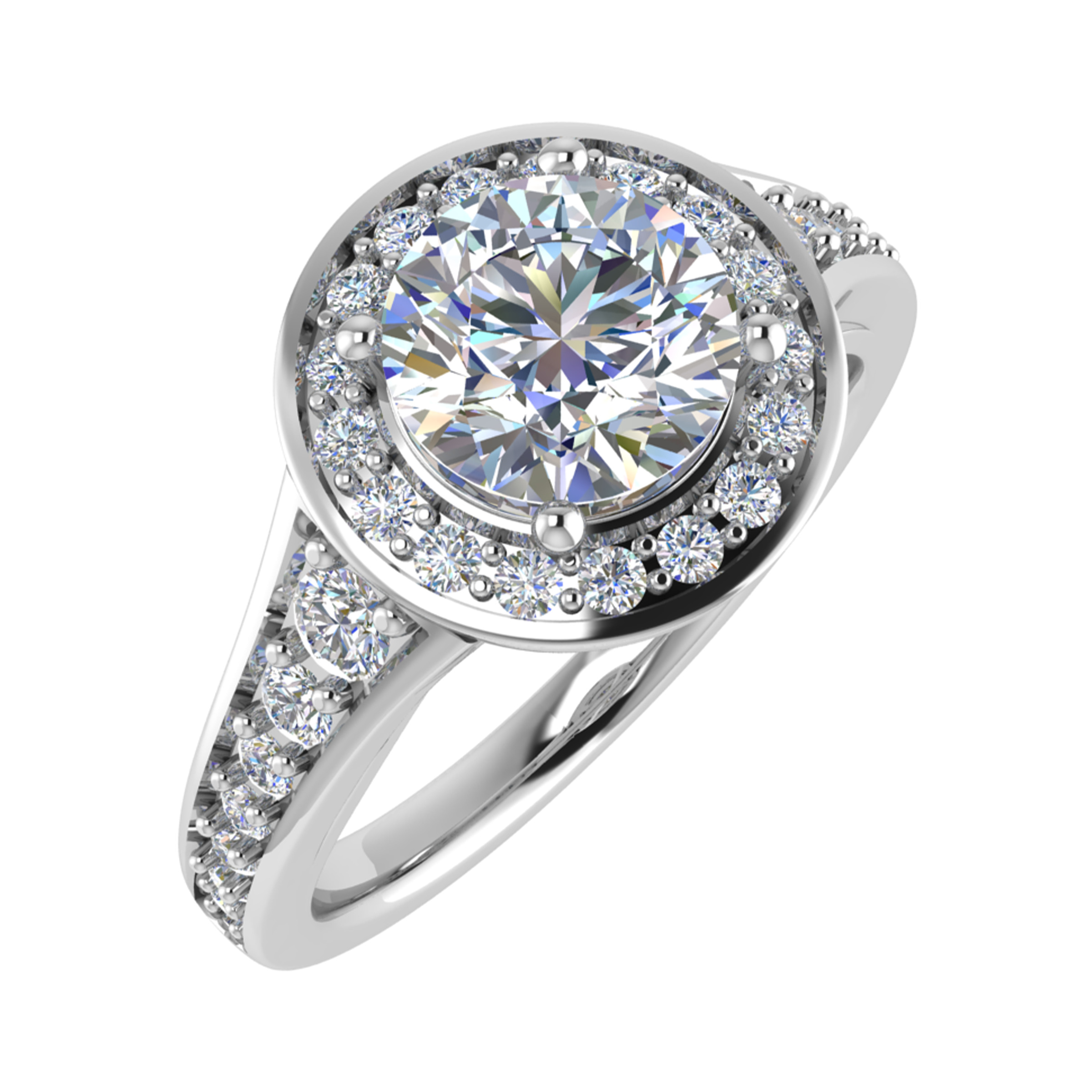 0.2 Ct Lab-Created Round Cut Tessa  Cluster Diamond Rings in 9K White Gold