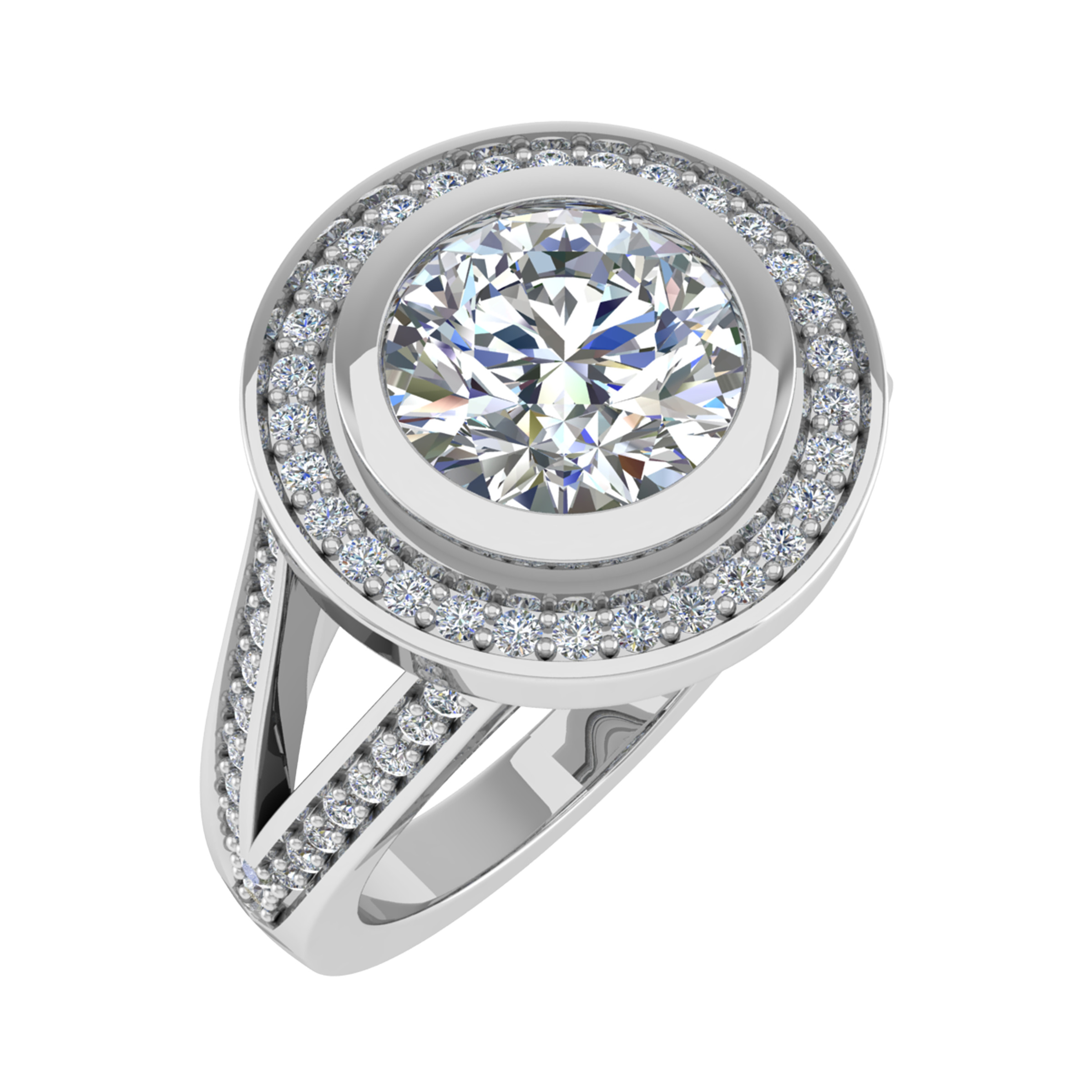 0.2 Ct Lab-Created Round Cut Sarah  Cluster Diamond Rings in 9K White Gold