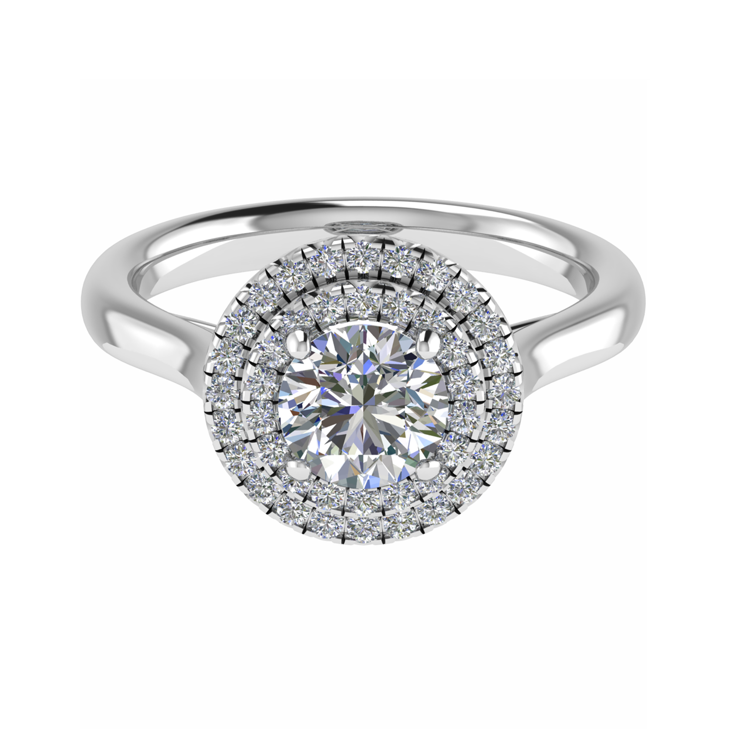 0.2 Ct Lab-Created Round Cut Leena  Cluster Diamond Rings in 9K White Gold
