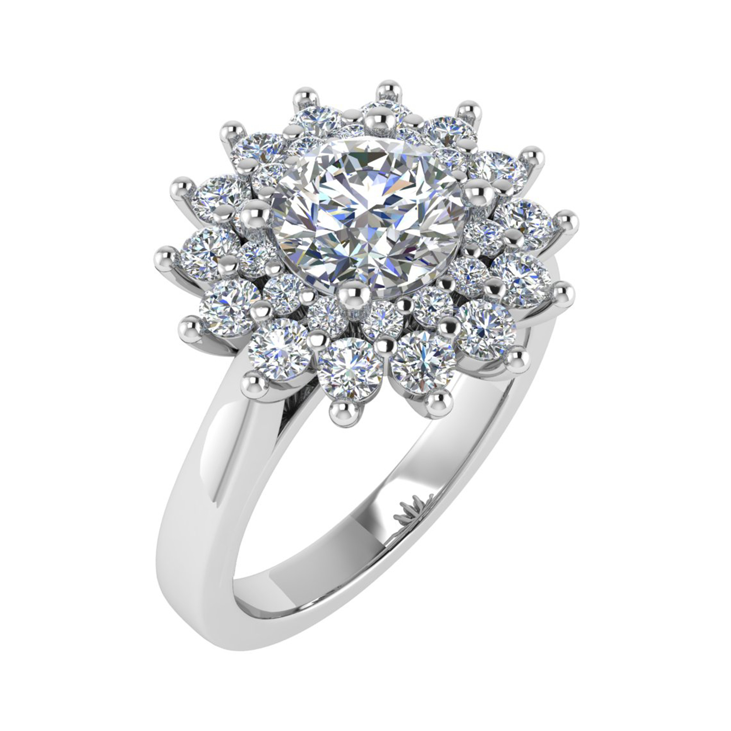 0.2 Ct Lab Grown Round Cut Susan  Cluster Diamond Rings in 9K White Gold