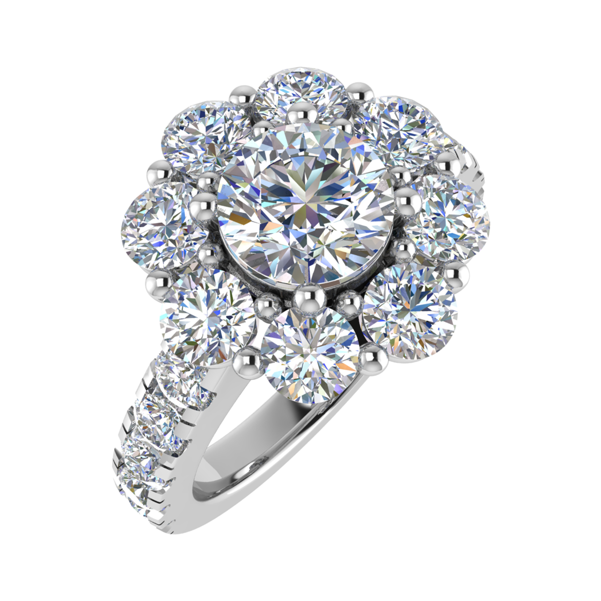 0.2 Ct Lab-Created Round Cut Shiloh  Cluster Diamond Rings in 9K White Gold