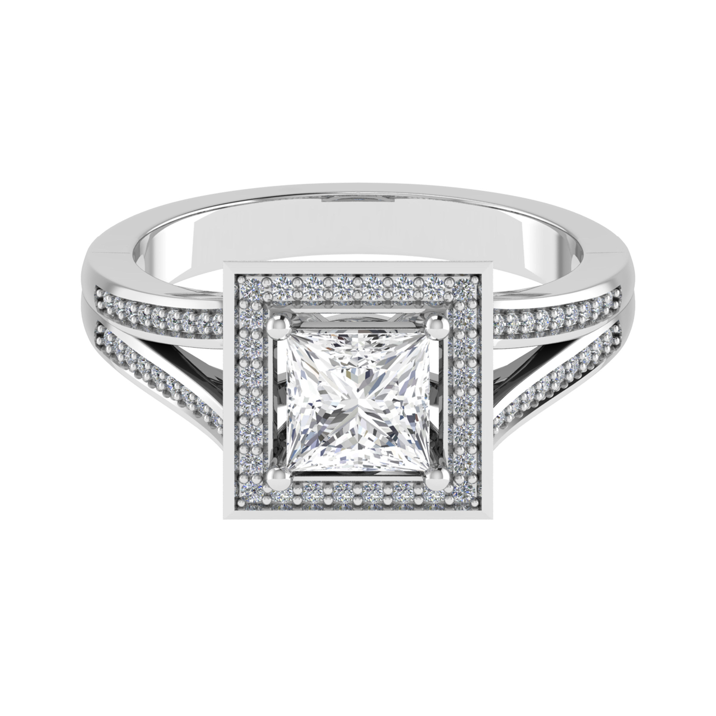 3 Ct Lab-Created Princess Cut Lavinia  Cluster Diamond Rings in 9K White Gold