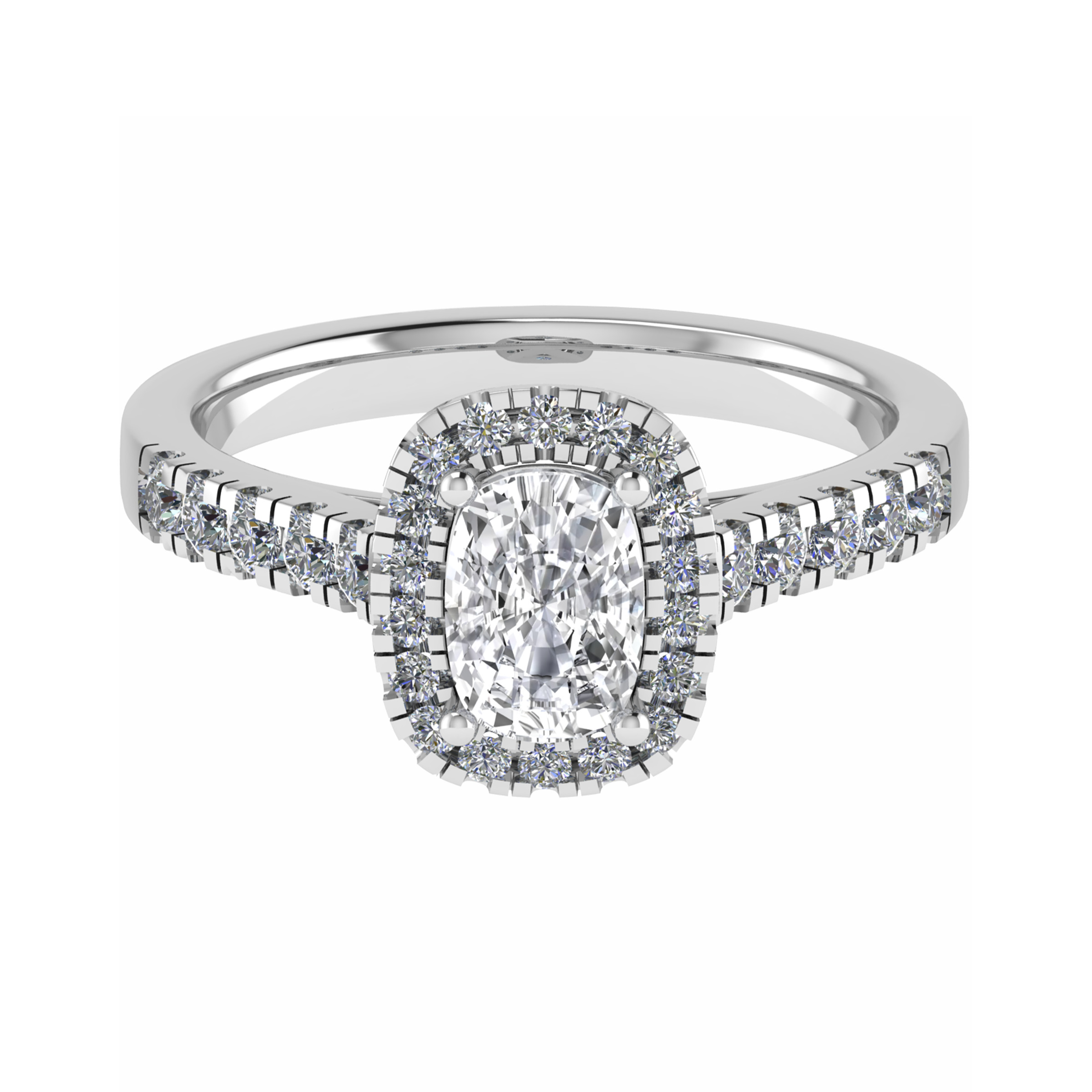 3 Ct Lab-Created Cushion Cut Liliana  Cluster Diamond Rings in 9K White Gold