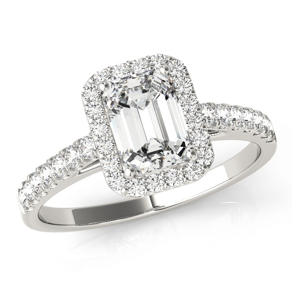 Mylah Emerald Cut 4 Prong Halo Diamond Engagement Ring