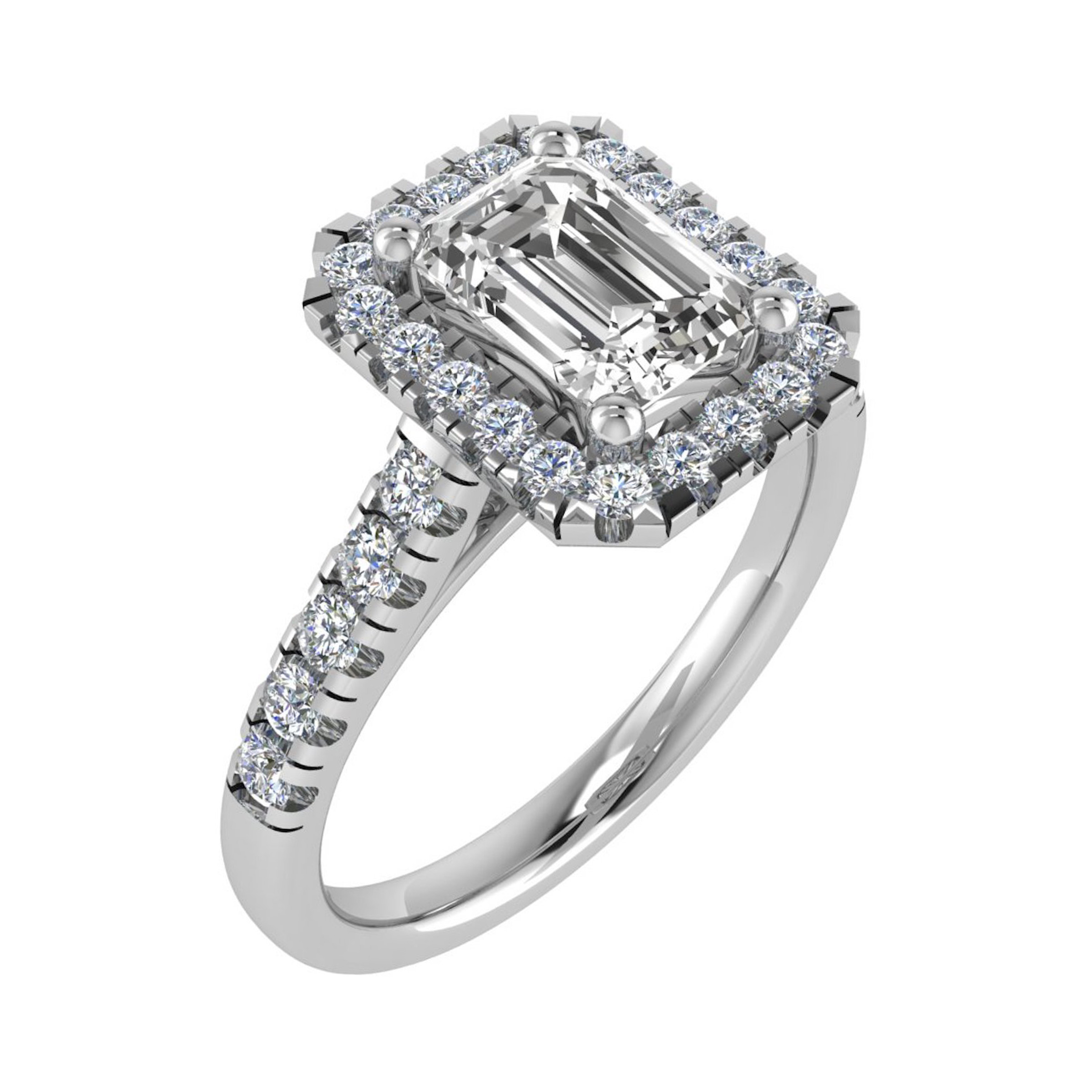 3 Ct Lab-Created Diamond Emerald Cut Mylah Halo Engagement Rings in Silver 925
