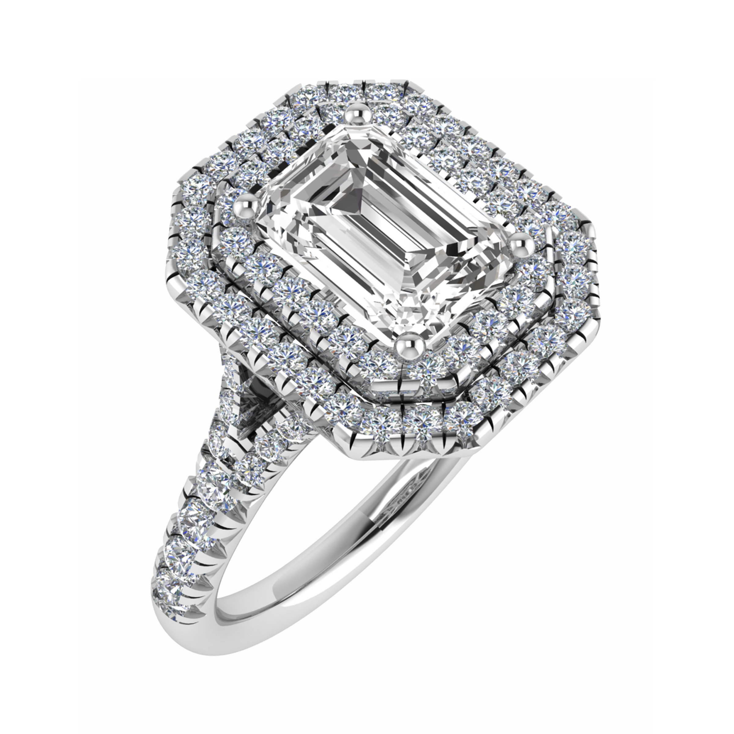 0.2 Ct Lab-Created Emerald Cut Nova  Cluster Diamond Rings in 9K White Gold