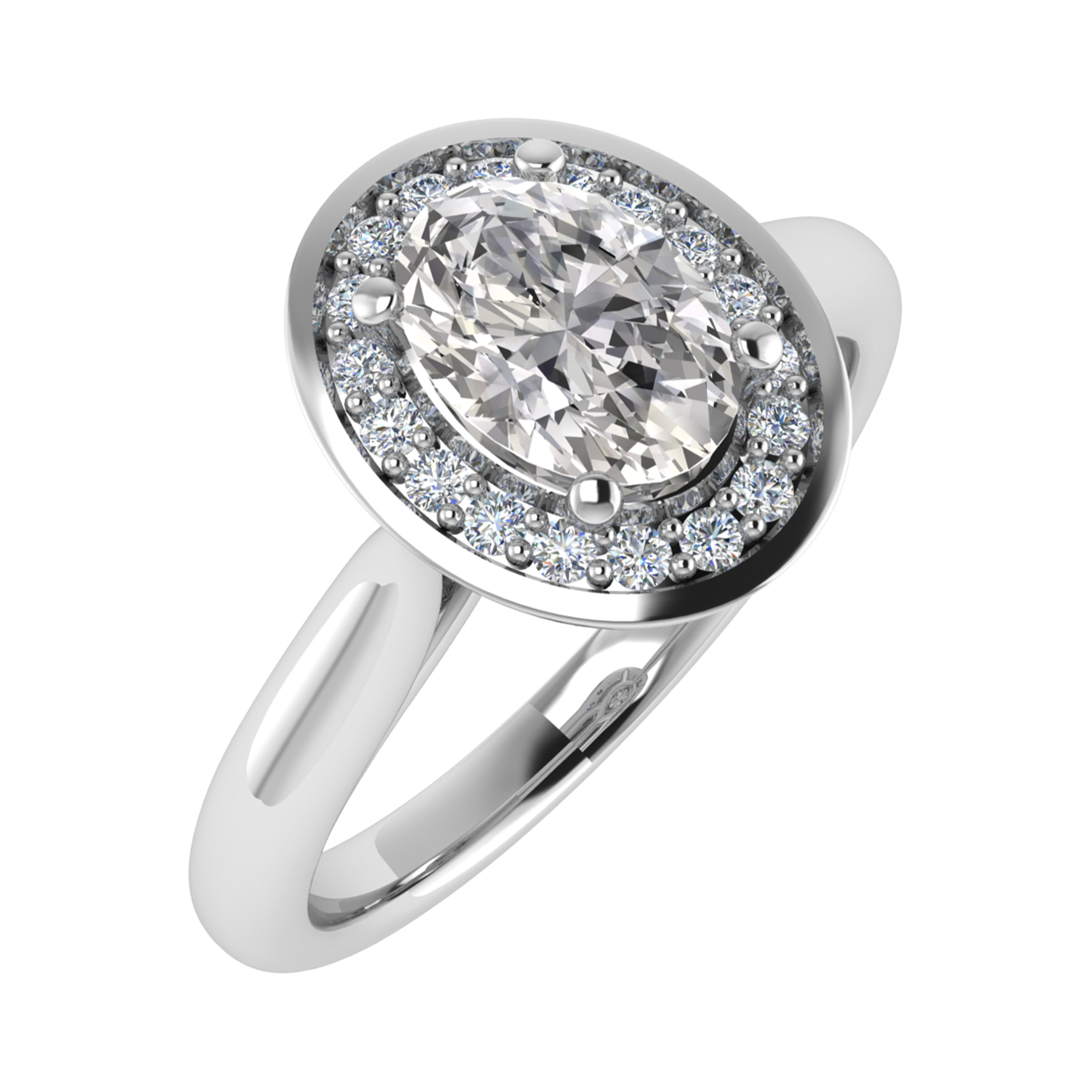 0.2 Ct Lab-Created Oval Cut Maria  Cluster Diamond Rings in 9K White Gold